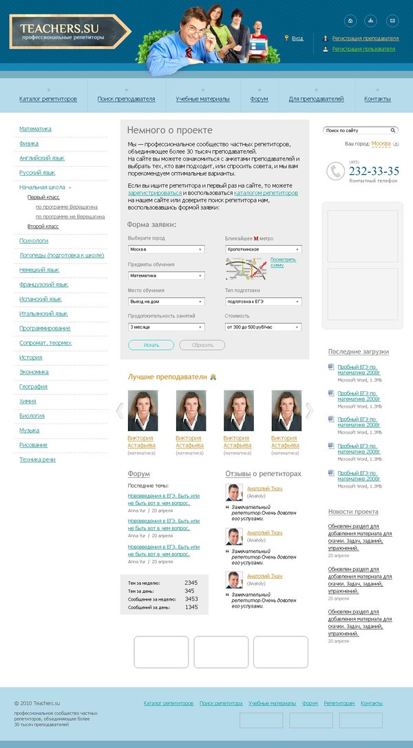 Разработка интернет-каталога репетиторов Teachers.su